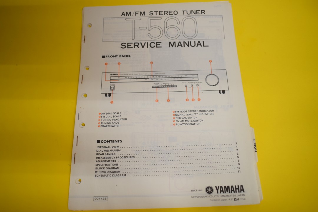 Yamaha T-560 Tuner Service Manual  			